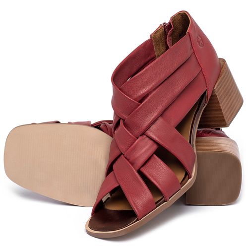 Sandália   Laranja Lima Shoes Classic Salto de 6 cm em Couro Vermelho - Codigo - 3829