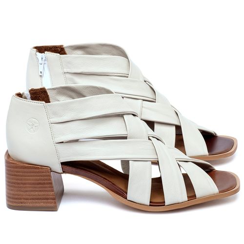 Sandália   Laranja Lima Shoes Classic Salto de 6 cm em Couro Off-White - Codigo - 3829