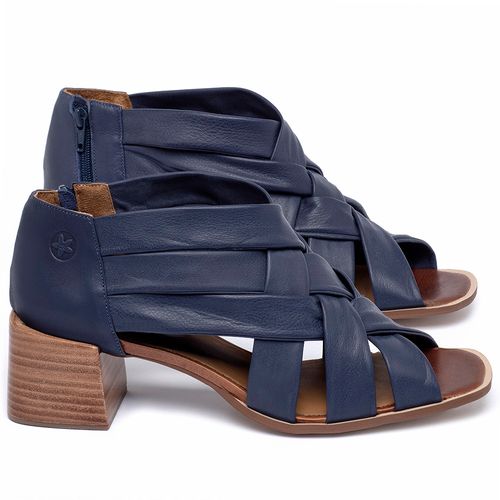 Sandália   Laranja Lima Shoes Classic Salto de 6 cm em Couro Azul - Codigo - 3829