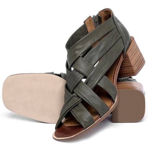 Sandália   Laranja Lima Shoes Classic Salto de 6 cm em Couro Verde - Codigo - 3829