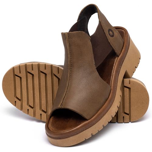 Sandália   Boho Salto de 5 cm em Couro Caramelo - Codigo - 153033