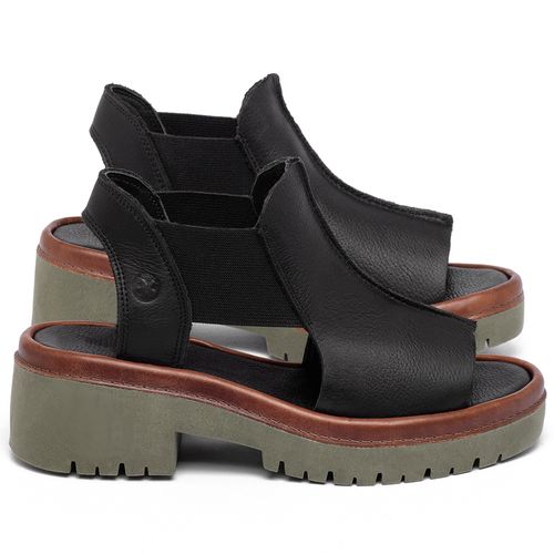 Sandália   Boho Salto de 5 cm em Couro Preto - Codigo - 153033