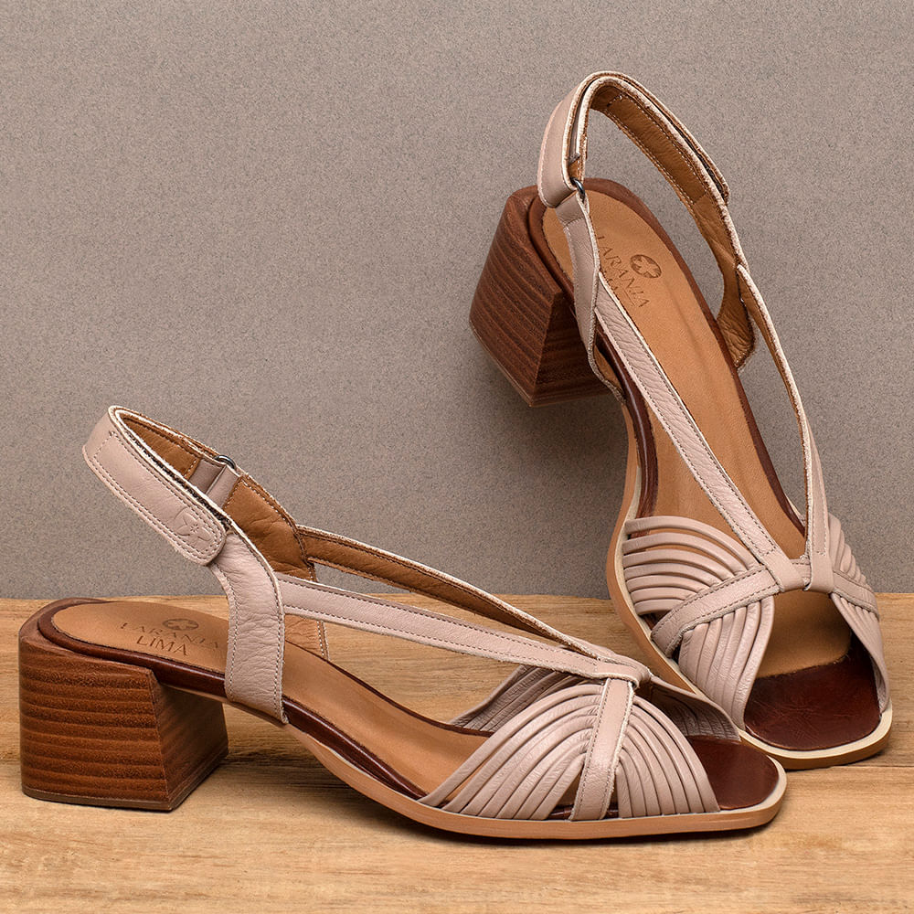 Sand lia Laranja Lima Shoes Classic Salto de 4 cm em Couro Nude Codigo 3885 Laranja Lima Shoes