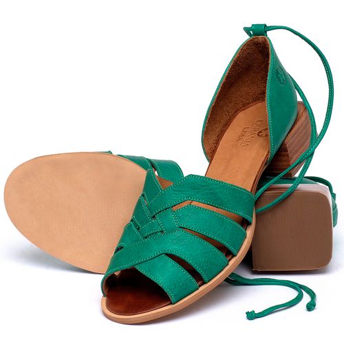 Sandália   Laranja Lima Shoes Classic Salto de 3 cm em Couro Verde - Codigo - 3937