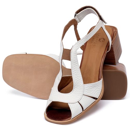 Sandália   Laranja Lima Shoes Classic Salto de 6 cm em Couro Off-White - Codigo - 3799