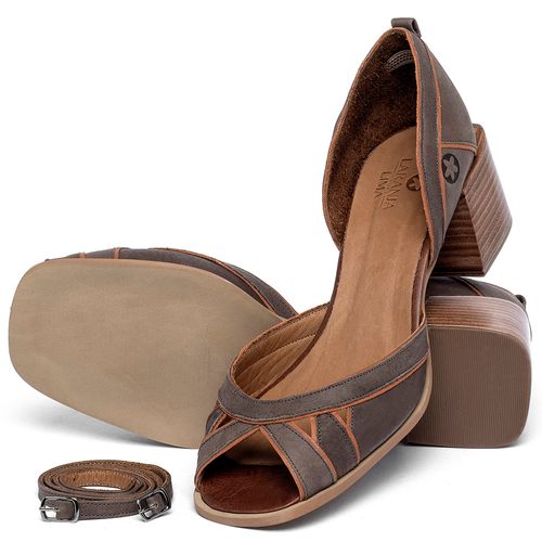 Peep Toe   Laranja Lima Shoes Salto de 5 cm em Couro Marrom - Codigo - 3888
