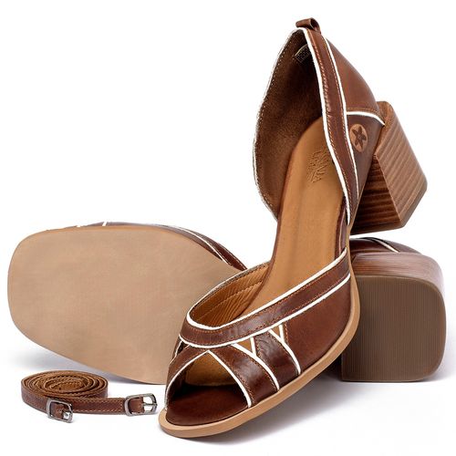Peep Toe   Laranja Lima Shoes Salto de 5 cm em Couro Marrom - Codigo - 3888