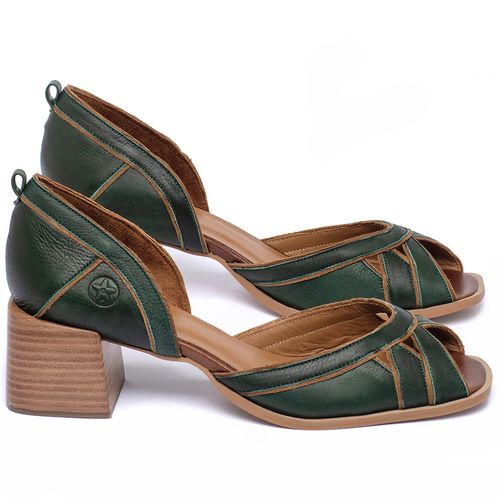 Peep Toe   Laranja Lima Shoes Salto de 5 cm em Couro Verde - Codigo - 3888