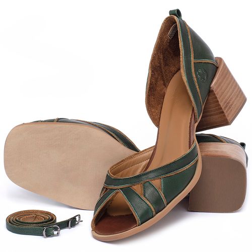 Peep Toe   Laranja Lima Shoes Salto de 5 cm em Couro Verde - Codigo - 3888