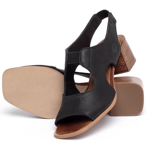 Sandália   Laranja Lima Shoes Classic Salto de 5 cm em Couro Preto - Codigo - 9593