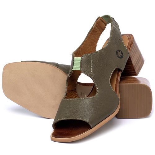 Sandália   Laranja Lima Shoes Classic Salto de 5 cm em Couro Musgo - Codigo - 9593
