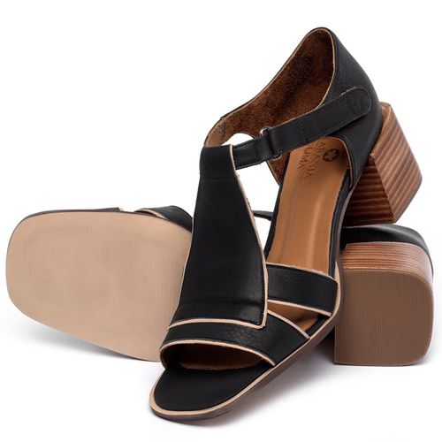 Sandália   Laranja Lima Shoes Classic Salto de 5 cm em Couro Preto - Codigo - 3897