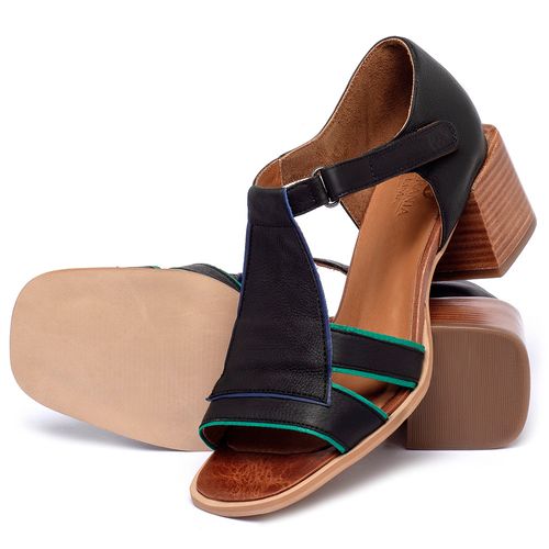Sandália   Laranja Lima Shoes Classic Salto de 5 cm em Couro Preto - Codigo - 3897