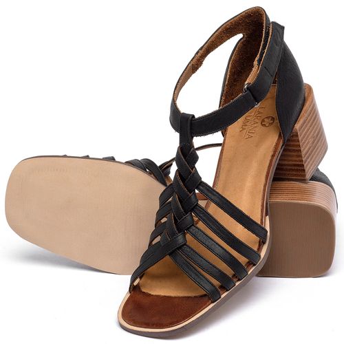 Sandália   Laranja Lima Shoes Classic Salto de 5 cm em Couro Preto - Codigo - 3899