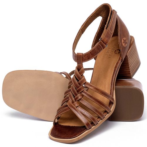 Sandália   Laranja Lima Shoes Classic Salto de 5 cm em Couro Marrom - Codigo - 3899