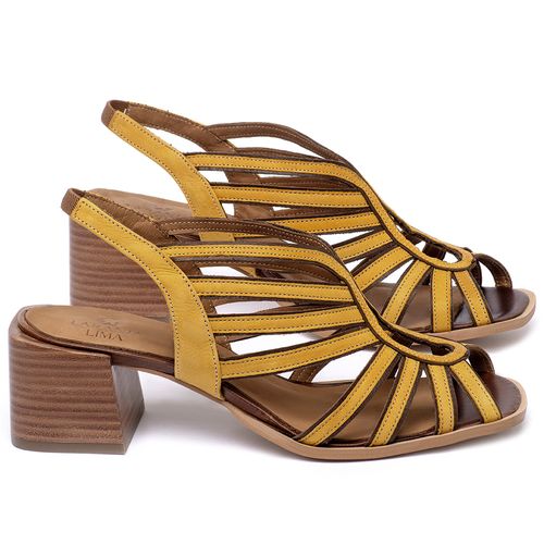 Sandália   Laranja Lima Shoes Classic Salto de 5 cm em Couro Amarelo - Codigo - 3836