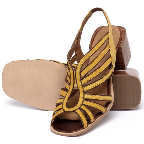 Sandália   Laranja Lima Shoes Classic Salto de 5 cm em Couro Amarelo - Codigo - 3836