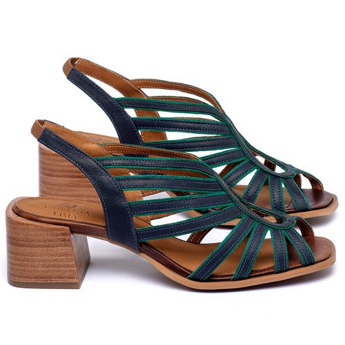 Sandália   Laranja Lima Shoes Classic Salto de 5 cm em Couro Marinho - Codigo - 3836