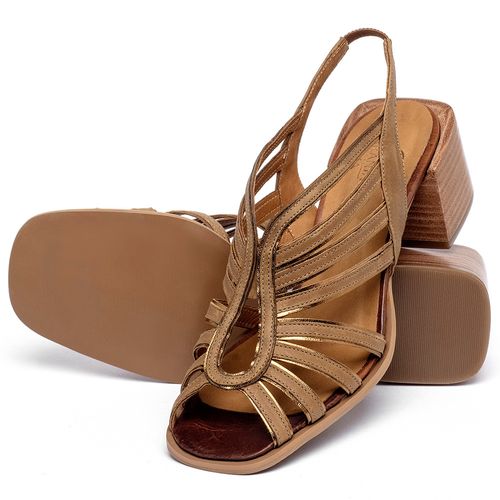 Sandália   Laranja Lima Shoes Classic Salto de 5 cm em Couro Caramelo - Codigo - 3836