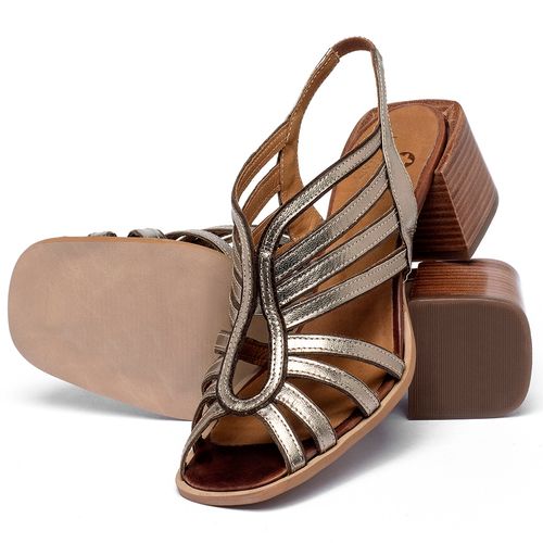 Sandália   Laranja Lima Shoes Classic Salto de 5 cm em Couro Metalizado - Codigo - 3836