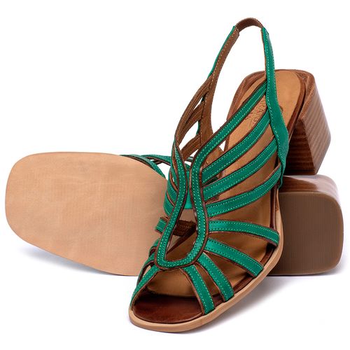 Sandália   Laranja Lima Shoes Classic Salto de 5 cm em Couro Verde - Codigo - 3836