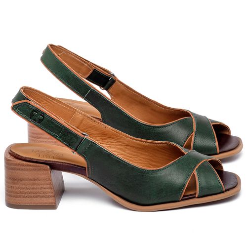 Peep Toe   Laranja Lima Shoes Salto de 5 cm em Couro Verde - Codigo - 3872