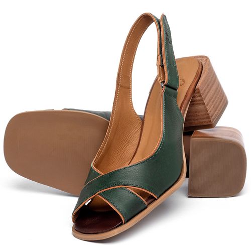 Peep Toe   Laranja Lima Shoes Salto de 5 cm em Couro Verde - Codigo - 3872
