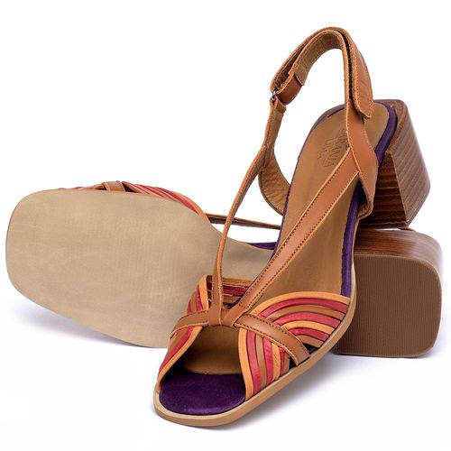 Sandália   Laranja Lima Shoes Classic Salto de 4 cm em Couro Colorido - Codigo - 3885