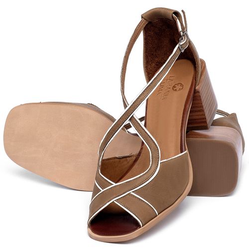 Sandália   Laranja Lima Shoes Classic Salto de 5 cm em Couro Caramelo - Codigo - 3887