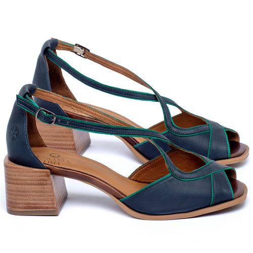 Sandália   Laranja Lima Shoes Classic Salto de 5 cm em Couro Marinho - Codigo - 3887