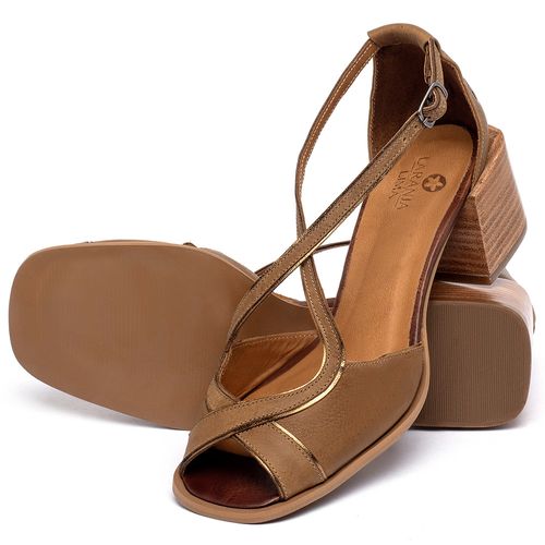 Sandália   Laranja Lima Shoes Classic Salto de 5 cm em Couro Caramelo - Codigo - 3887