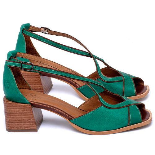 Sandália   Laranja Lima Shoes Classic Salto de 5 cm em Couro Verde - Codigo - 3887