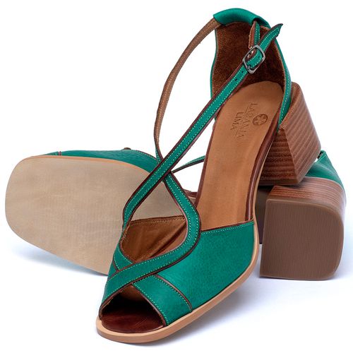 Sandália   Laranja Lima Shoes Classic Salto de 5 cm em Couro Verde - Codigo - 3887