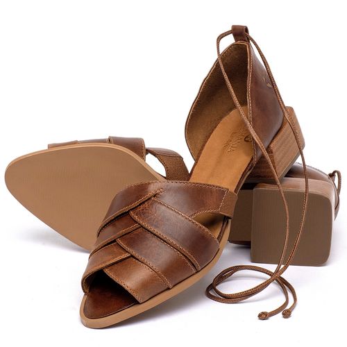 Sandália   Laranja Lima Shoes Classic Salto de 3 cm em Couro Marrom - Codigo - 3943