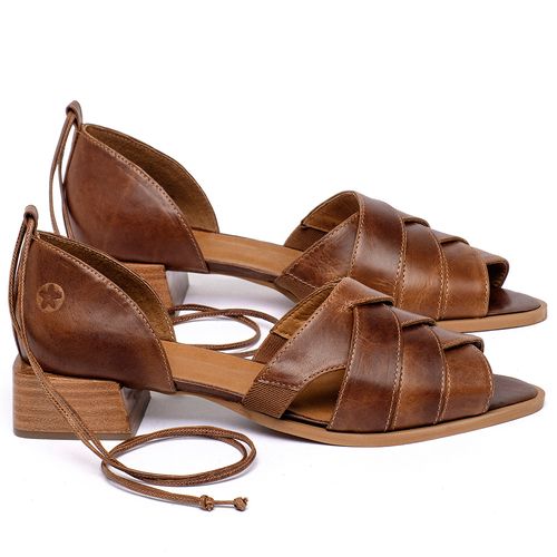Sandália   Laranja Lima Shoes Classic Salto de 3 cm em Couro Marrom - Codigo - 3943
