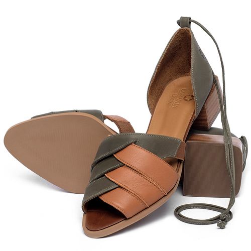 Sandália   Laranja Lima Shoes Classic Salto de 3 cm em Couro Bicolor - Codigo - 3943