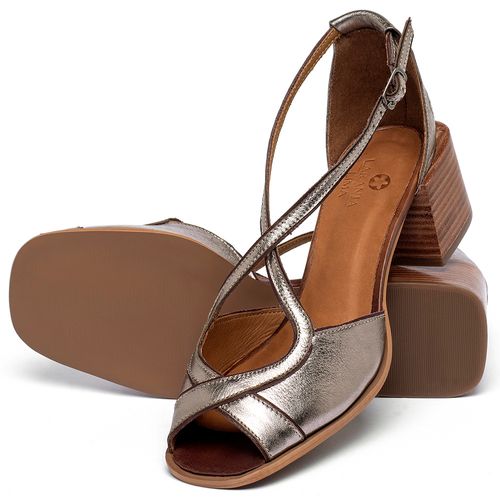 Sandália   Laranja Lima Shoes Classic Salto de 5 cm em Couro Metalizado - Codigo - 3887