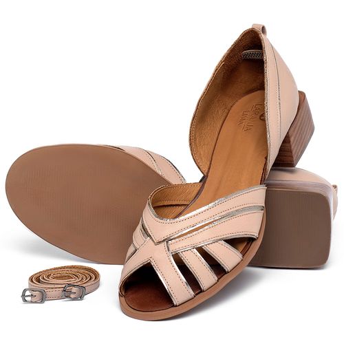 Sandália   Laranja Lima Shoes Classic Salto de 3 cm em Couro Nude - Codigo - 3949