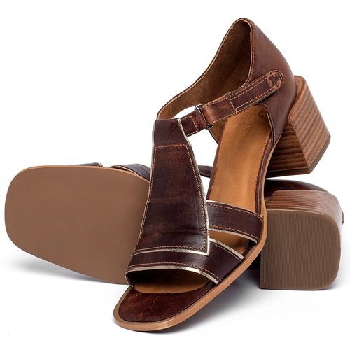 Sandália   Laranja Lima Shoes Classic Salto de 5 cm em Couro Marrom - Codigo - 3897