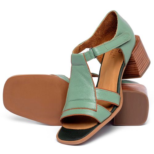 Sandália   Laranja Lima Shoes Classic Salto de 5 cm em Couro Verde - Codigo - 3897
