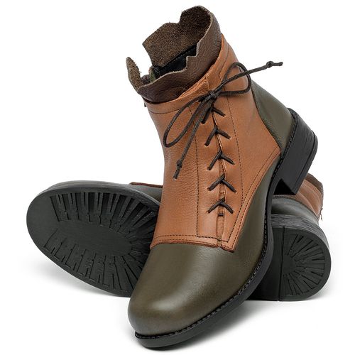 Bota   Cano Curto Salto de 3 cm em Couro Colorido - Codigo - 141129