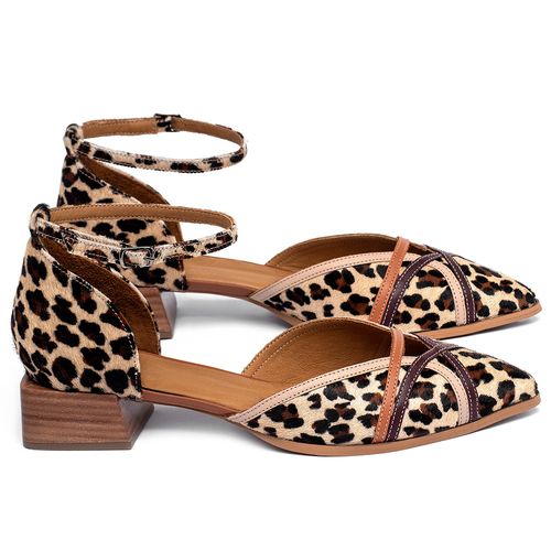 Scarpin   Bico Fino Salto de 3 cm em Couro Onça - Codigo - 3959
