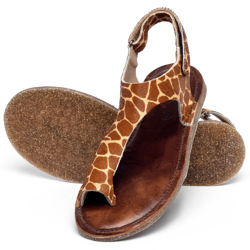 Sandália Rasteira   Flat em Couro Animal Print - Codigo - 141364