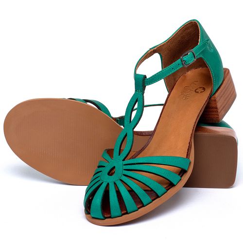 Sandália   Laranja Lima Shoes Classic Salto de 3 cm em Couro Verde - Codigo - 3931