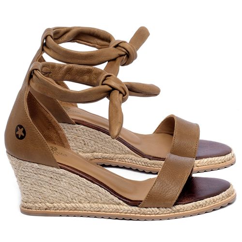 Anabela   Corda Salto de 5 cm em Couro Caramelo - Codigo - 9599