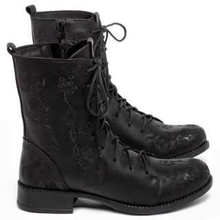Bota   Cano Médio Salto de 3 cm em Couro Preto - Codigo - 141127