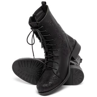 Bota   Cano Médio Salto de 3 cm em Couro Preto - Codigo - 141127