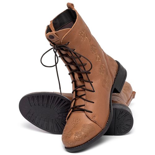 Bota   Cano Médio Salto de 3 cm em Couro Laranja - Codigo - 141127
