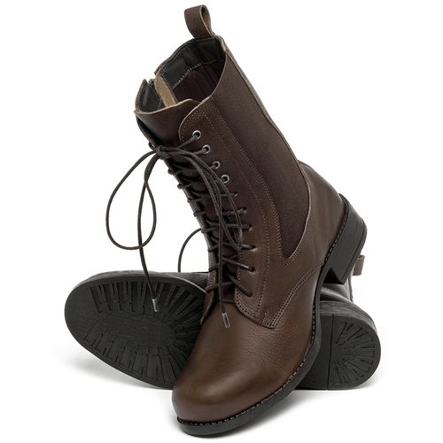 Bota   Cano Médio Salto de 3 cm em Couro Café - Codigo - 141383