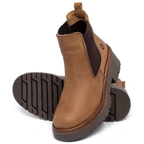 Bota   Cano Curto Salto de 4 cm em Couro Caramelo - Codigo - 153029